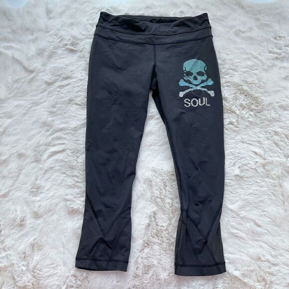 Lululemon x Soul Cycle Crop Logo Leggings Tights Workout Gym Activewear size 6 - Picture 1 of 10